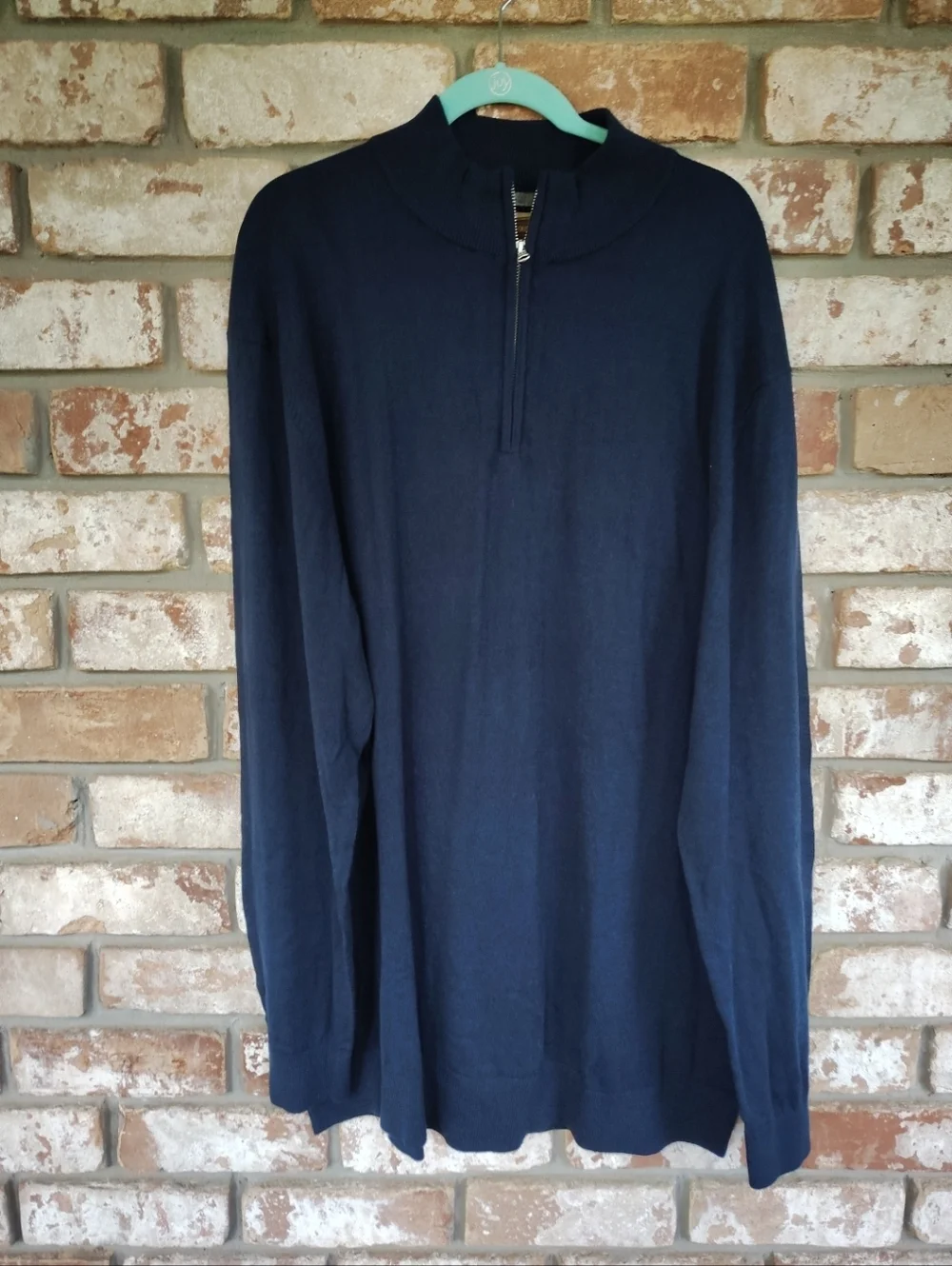 Foundry NWT Navy Everyday Casual Mock Neck 1/4 Zip Pullover Sweater 5XL Preppy
